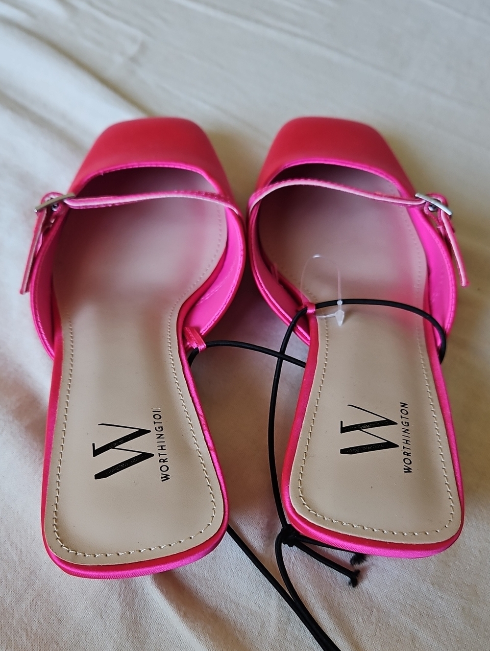 Worthington Hot Pink Square-Toe Slide Mules